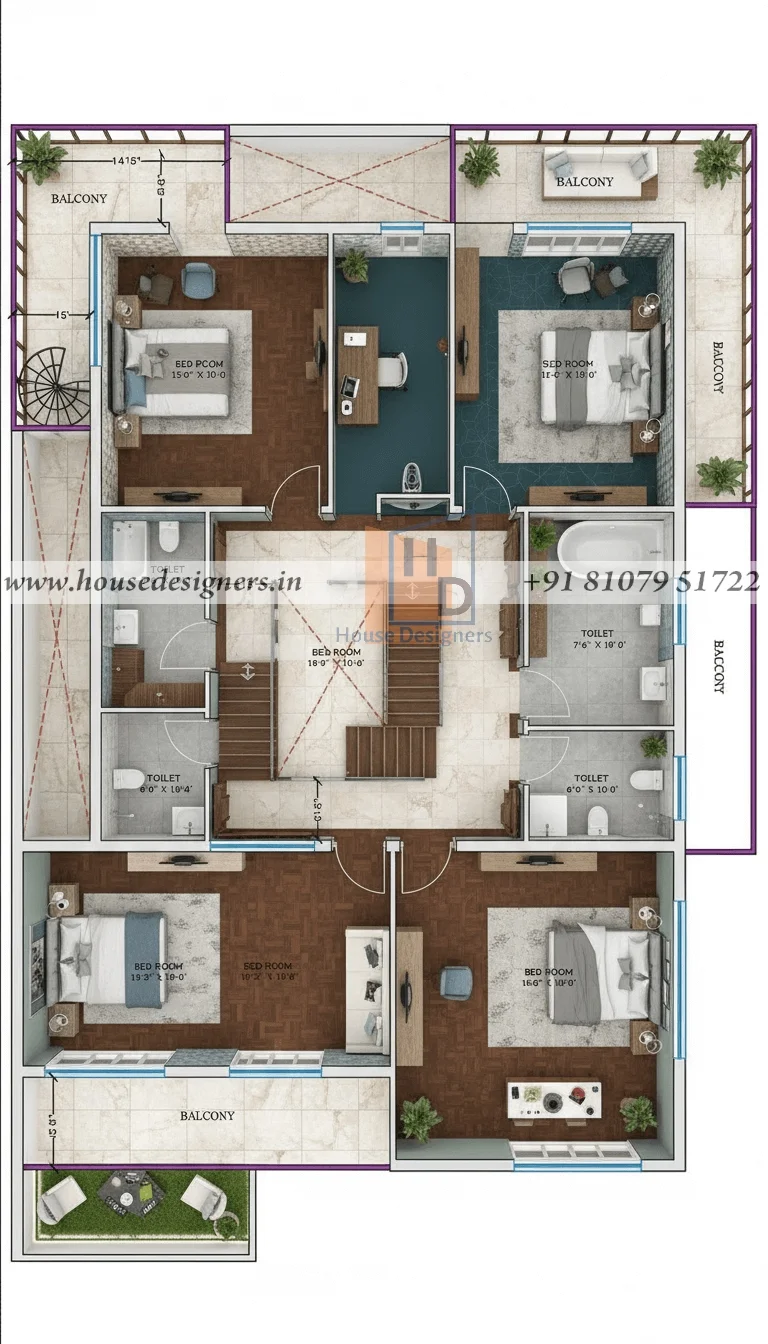 40×70 Ft Guest House Map Design