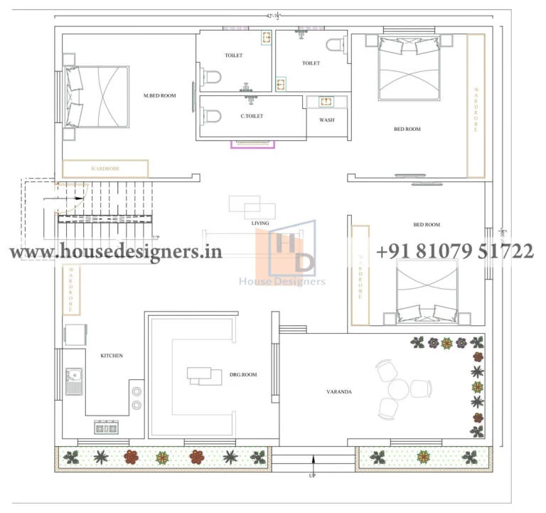 42×40 Ft Single Floor House Plans