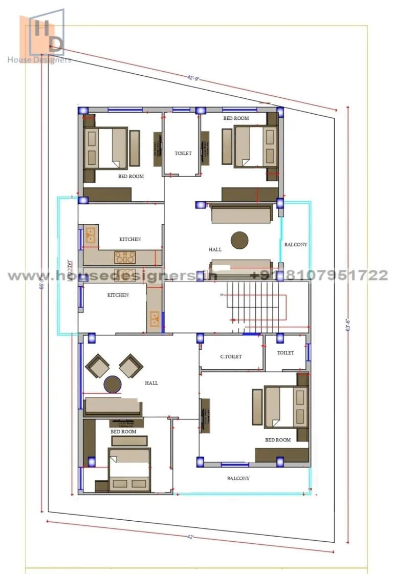 42×66 Ft House Map