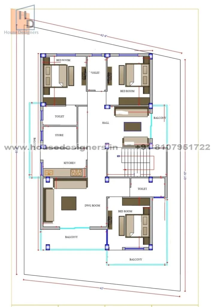 42×66 Ft House Plan
