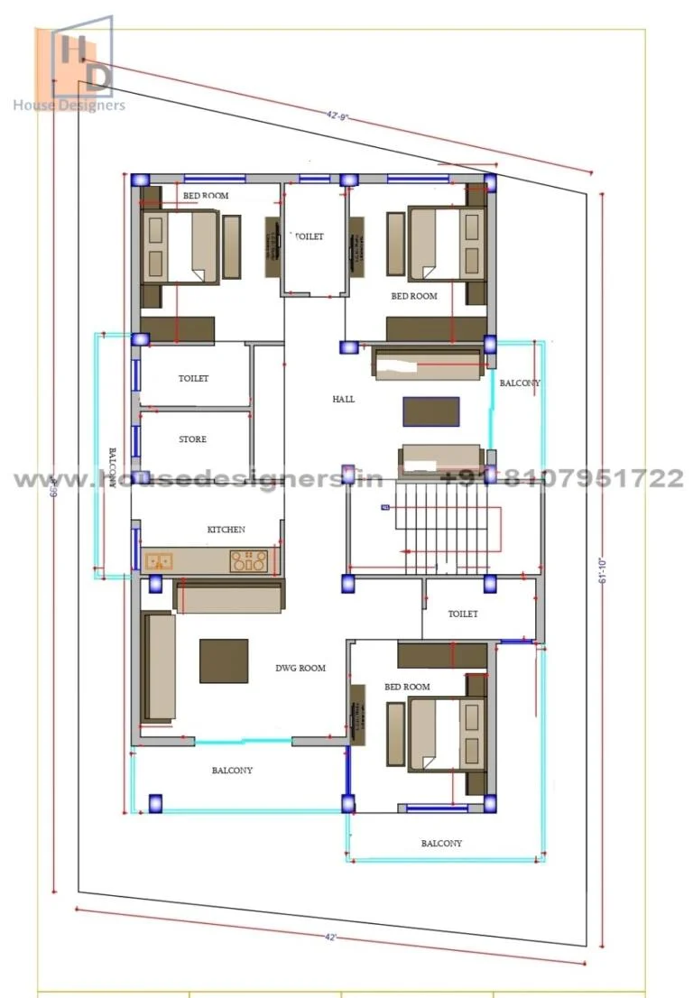 42×66 Ft House Plan