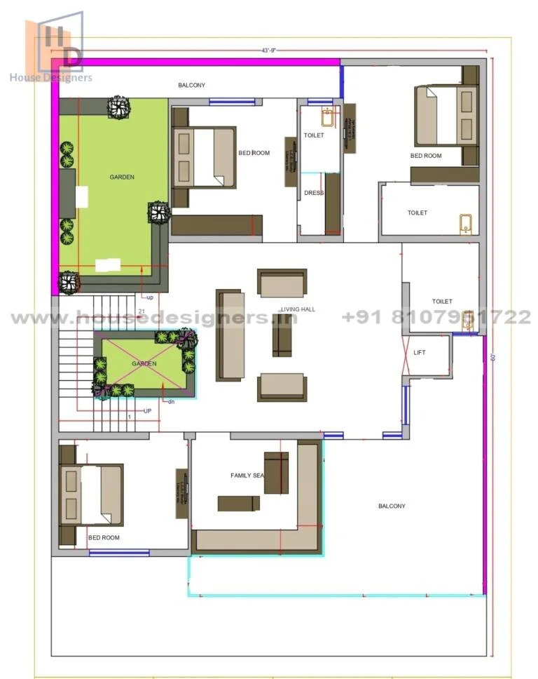 43×60 Ft House Plan