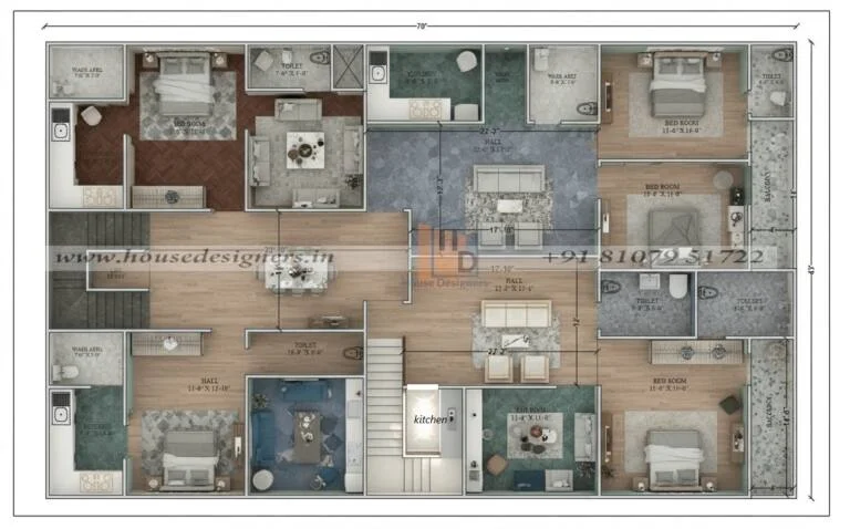 43×70 Ft Apartment Floor Plan De