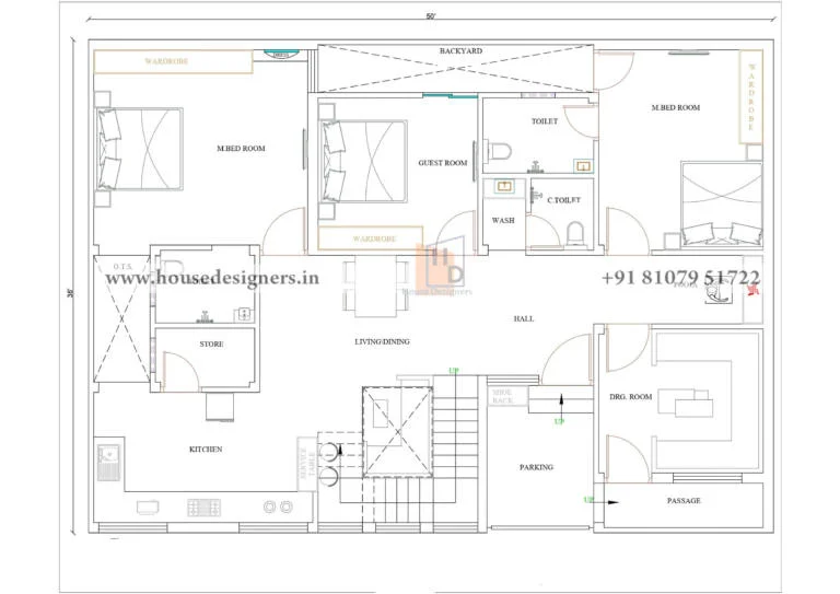 50×36 Ft Vastu Home Plan