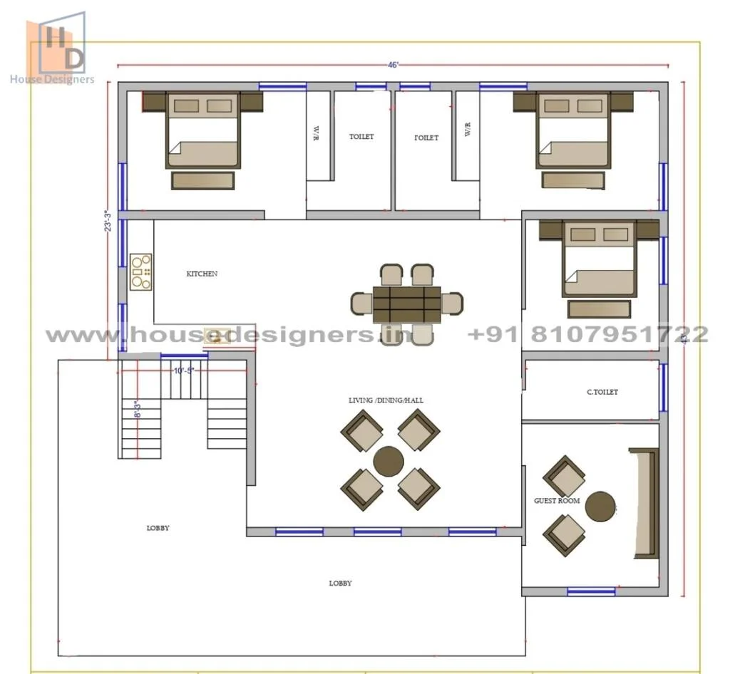 50×50 Ft House Plan