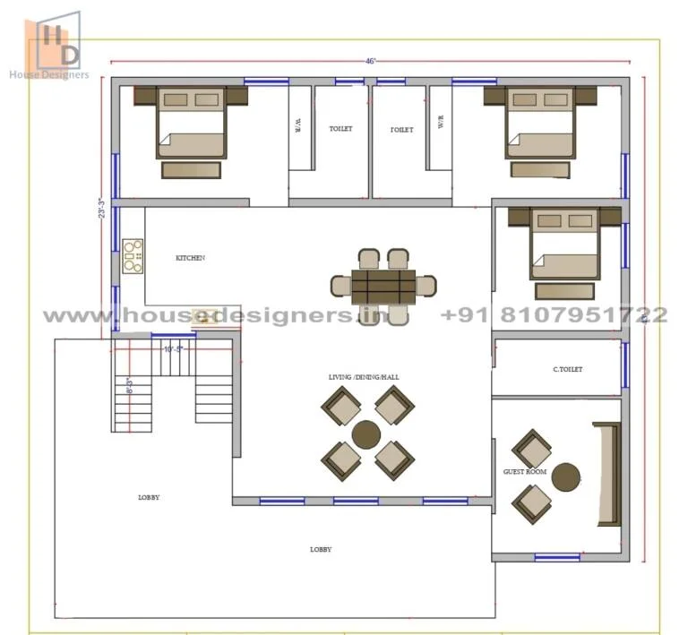 50×50 Ft House Plan
