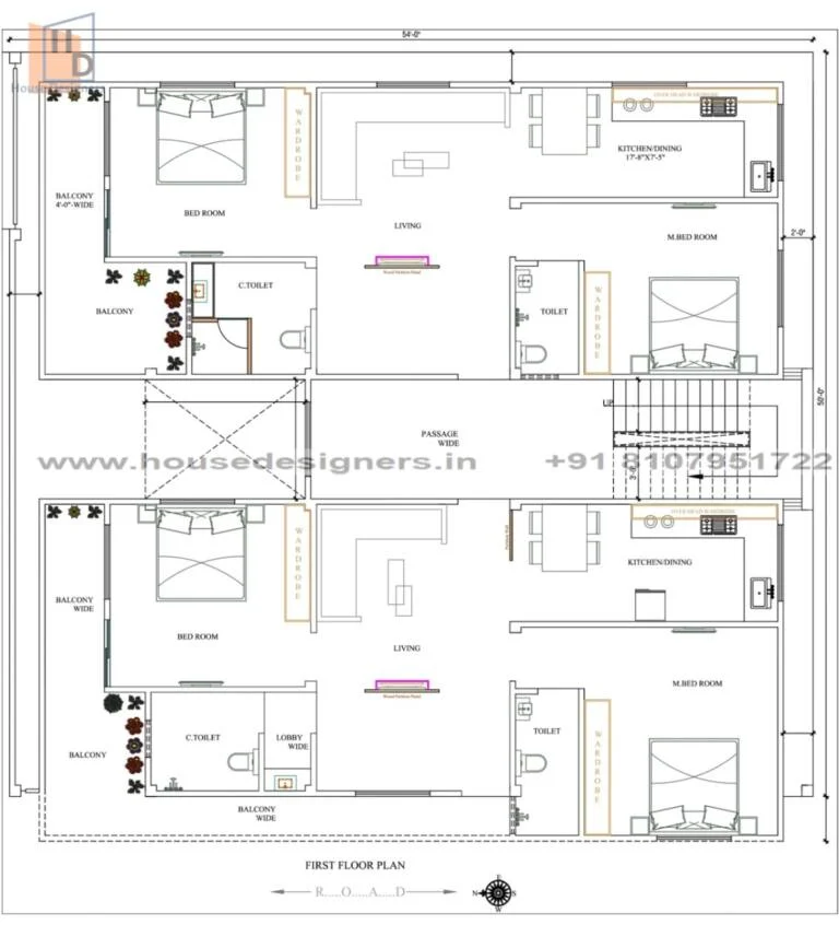 54×50 Ft House Plan