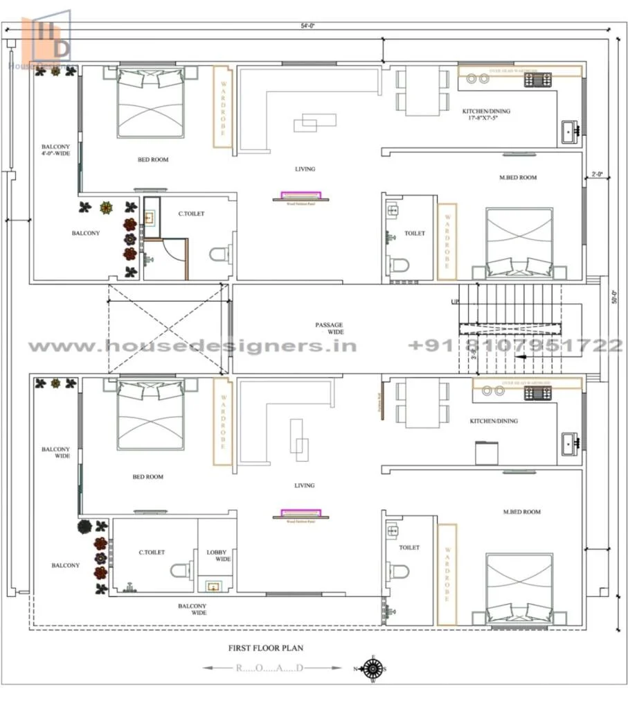 54×50 Ft House Plan