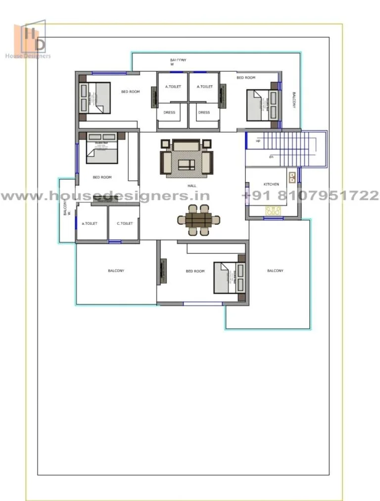 59×85 Ft House Plan