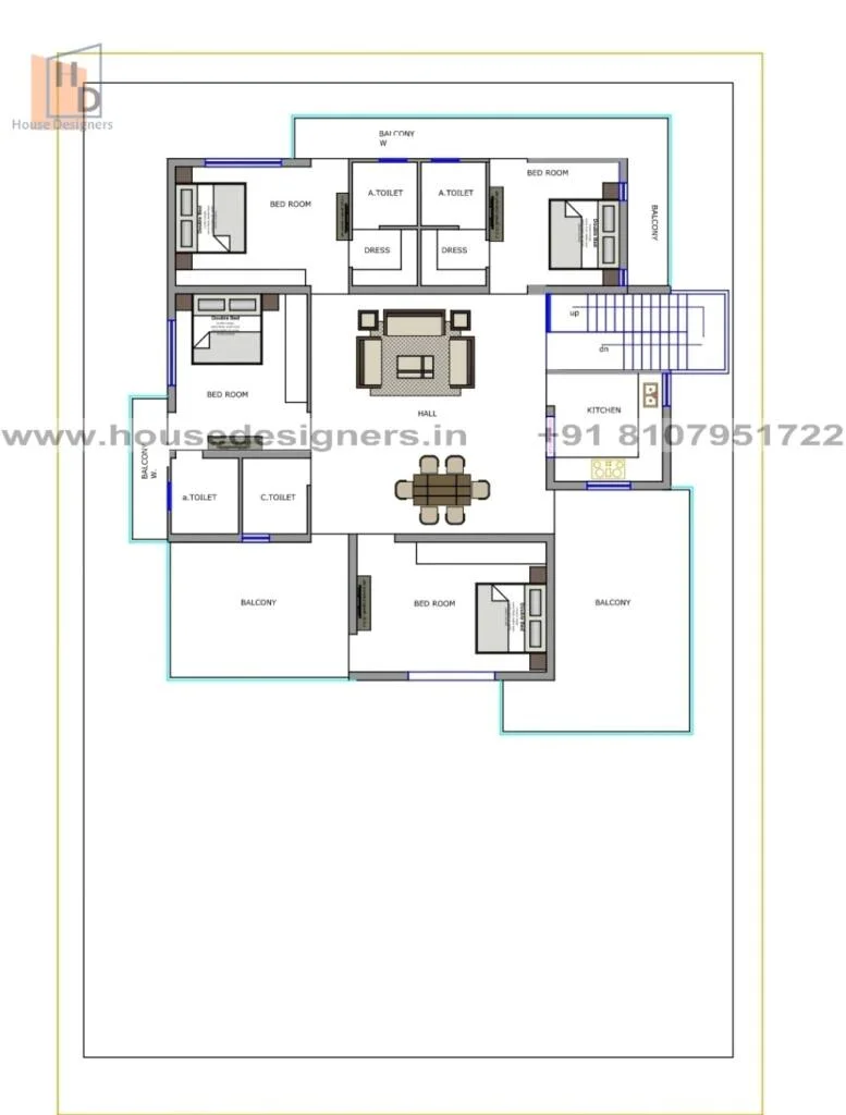 59×85 Ft House Plan