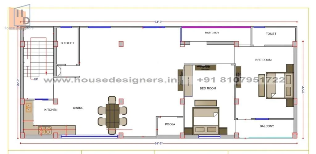 64×26 Ft House Plan