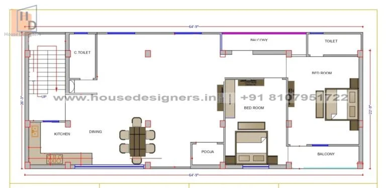 64×26 Ft House Plan