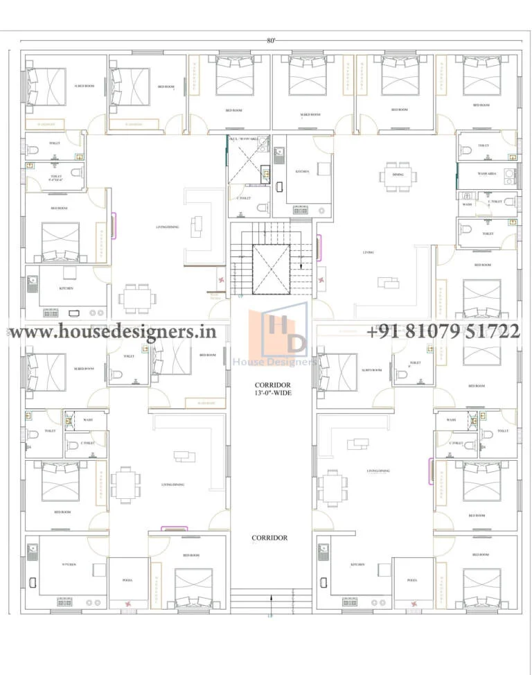 80×90 Ft Apartment Map