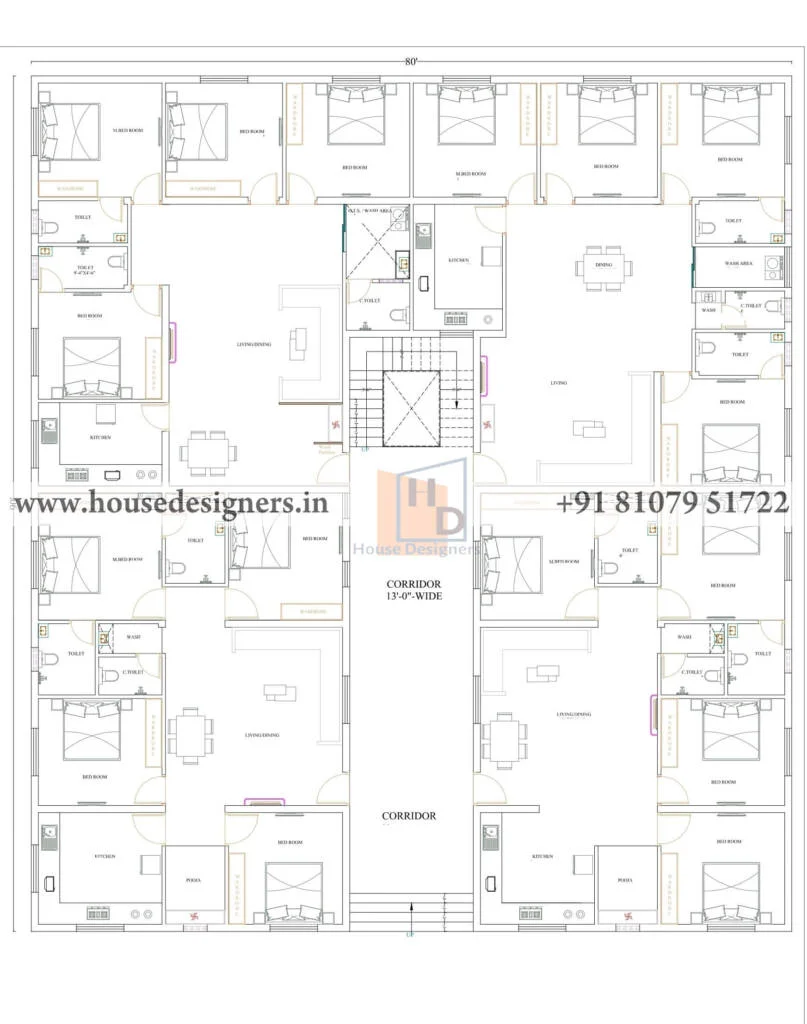 80×90 Ft Apartment Map
