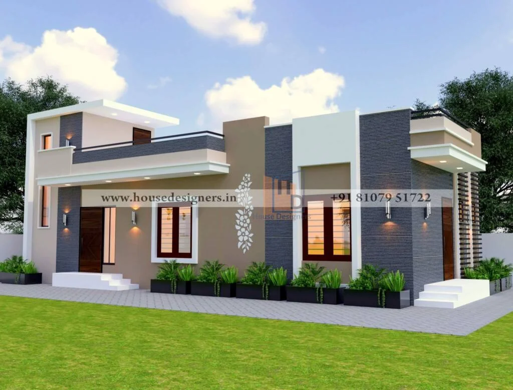 Exterior facade design single floor