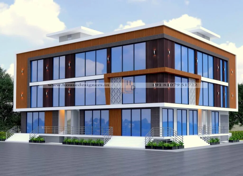 Commercial Building Elevation 3d Design