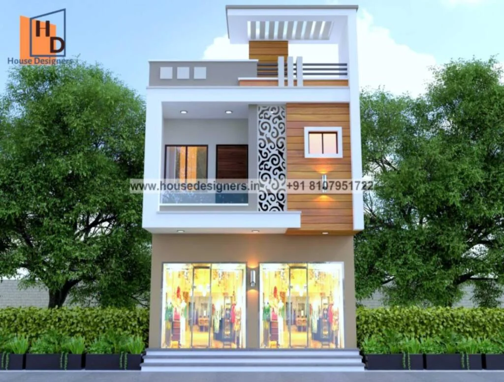 Commercial Cum Residential 2 Floor Elevation Design