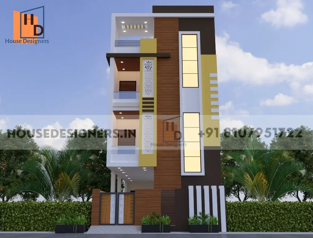 Elevation Of A Building 3 Floor