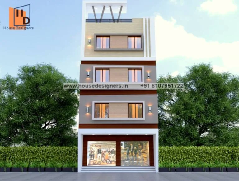 Four Floor Modern Commercial Cum Residential Elevation