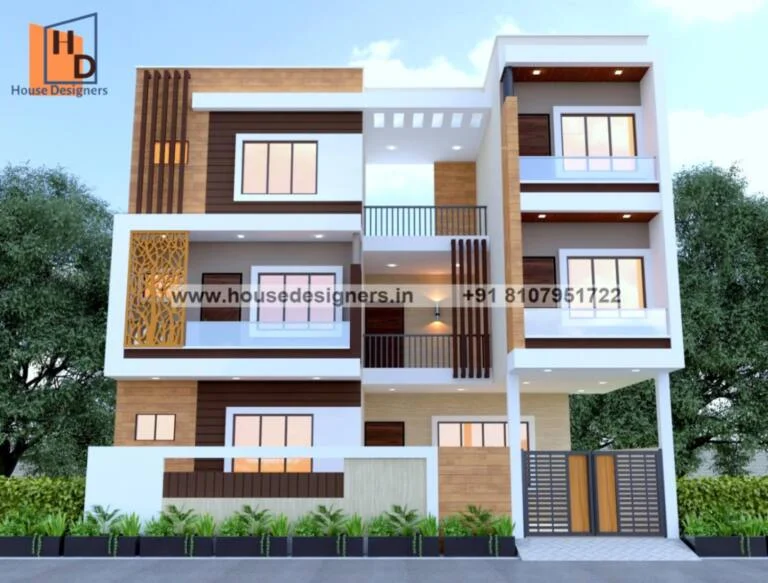 Front Elevation Designs For 3 Floors Building