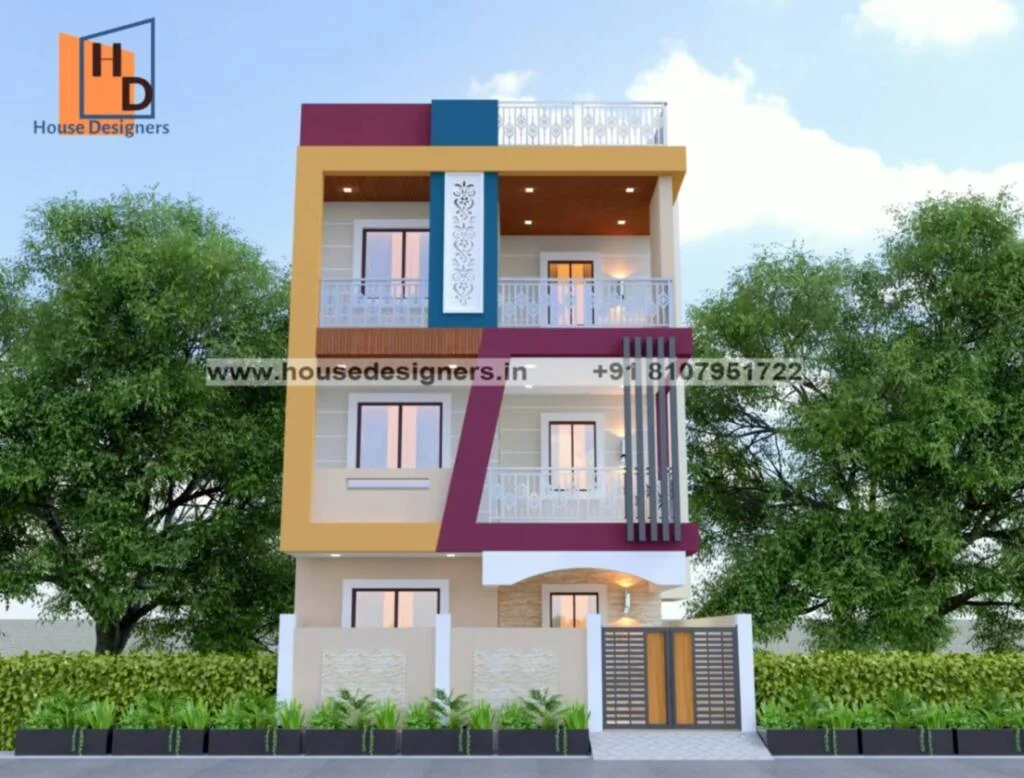 Front Elevation Three Floor Design