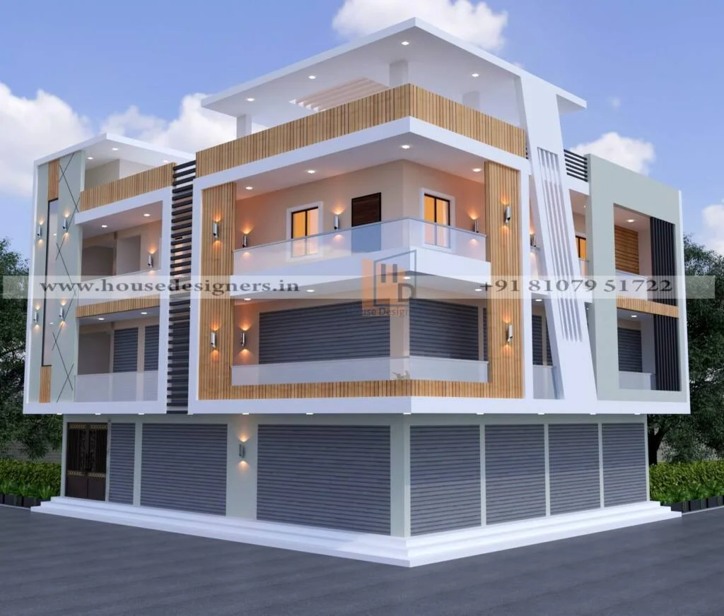 Modern Commercial Cum Residential Building Elevation