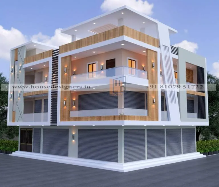 Modern Commercial Cum Residential Building Elevation