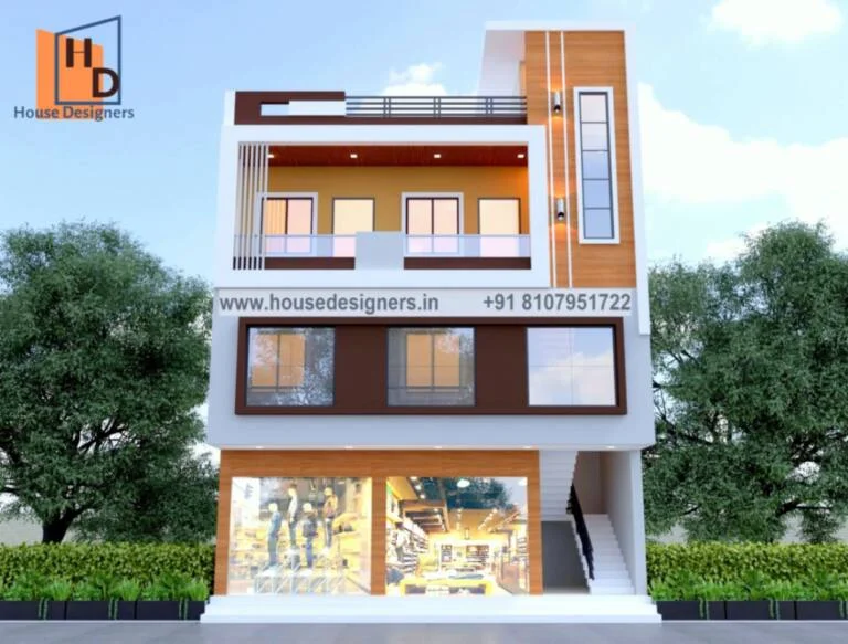 Normal 3 Floor Commercial Cum Residential Elevation