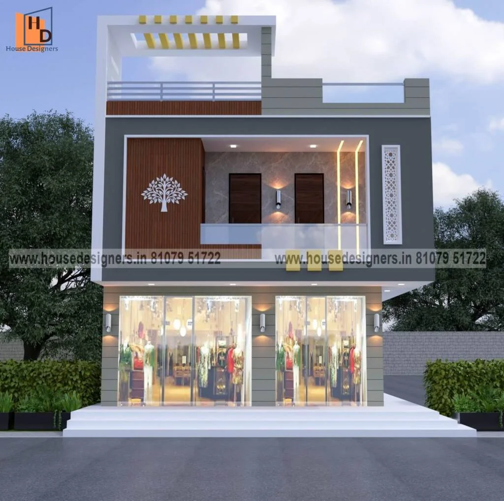 Shop With House Elevation Design