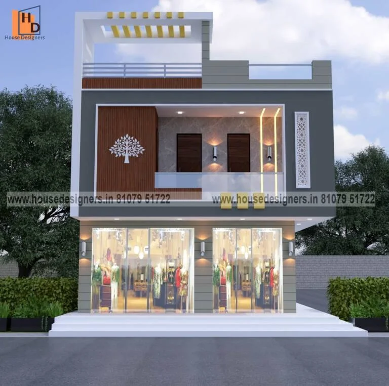Shop With House Elevation Design