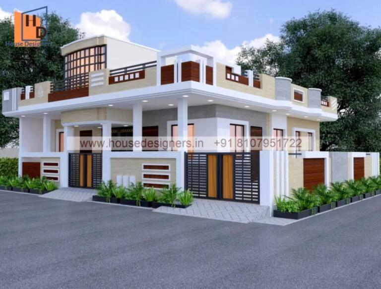 Single Floor House Front Design 3d