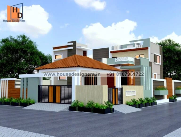 Two Floor 3d Home Elevation Design